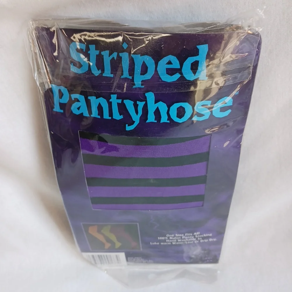 Fun World Purple and Black Striped Pantyhose One Size